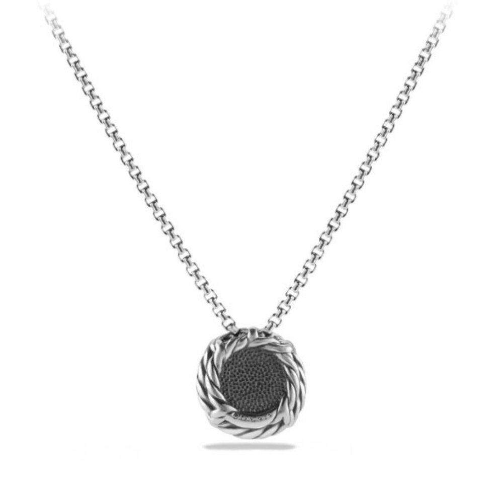 Woman's David Yurman S/S Black Onyx 8mm Petite Châtelaine Pendant Necklace - Picture 2 of 5